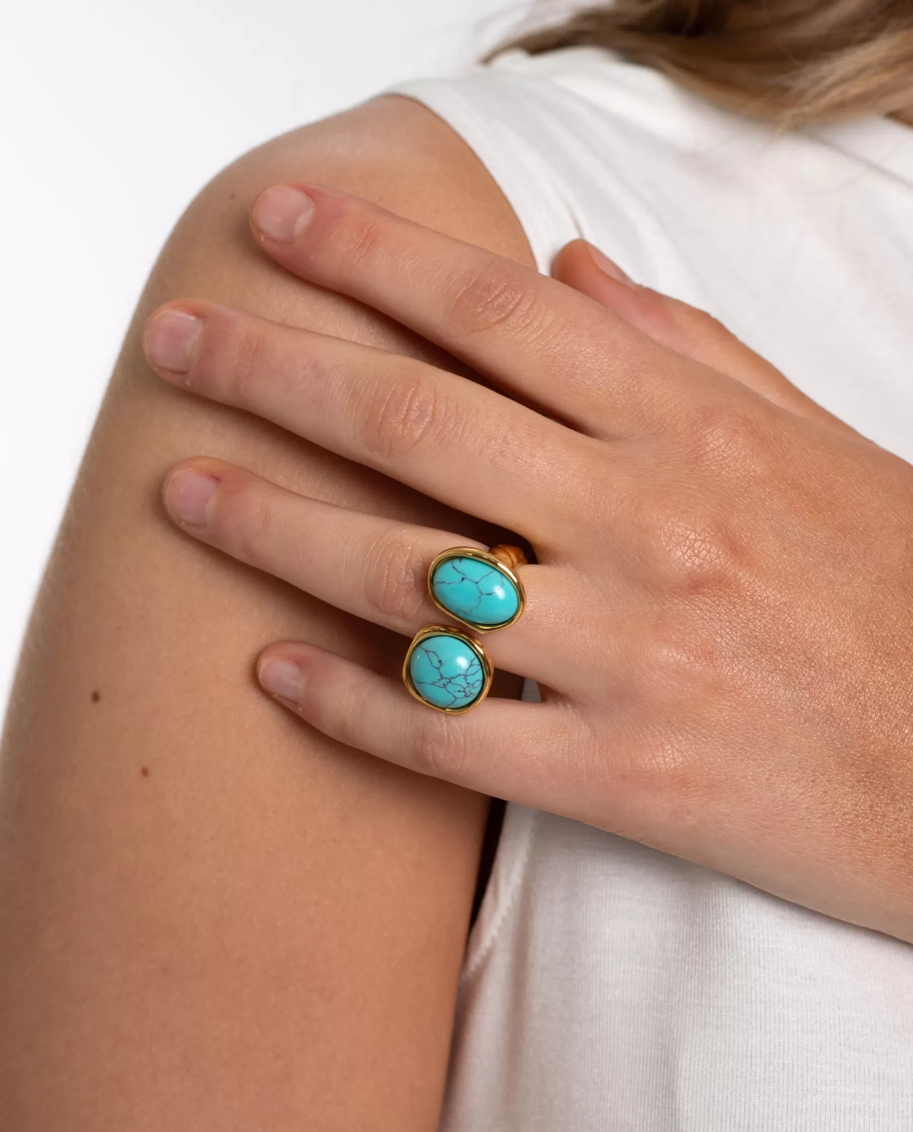 THE-ARE ANILLO DUO TURQUOISE · ACERO BAÑO ORO* Anillos