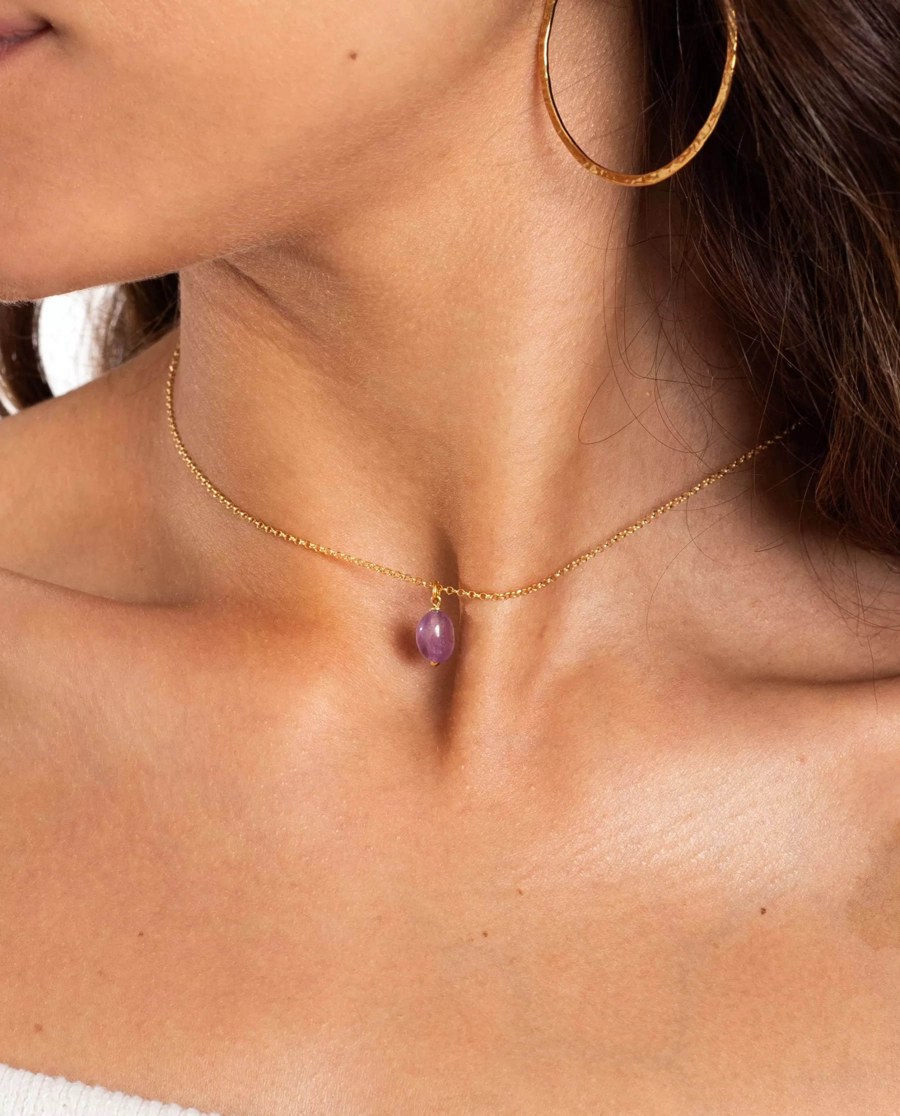 THE-ARE COLLAR SINGLE AMETHYST · BAÑO ORO* Collares