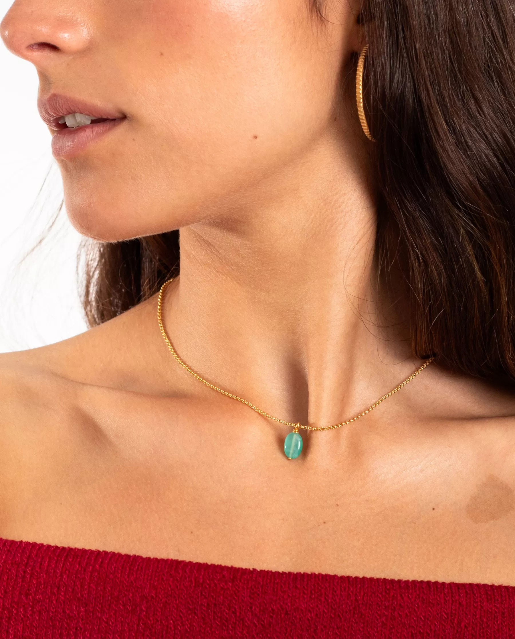 THE-ARE COLLAR SINGLE TURQUOISE · BAÑO ORO* Collares