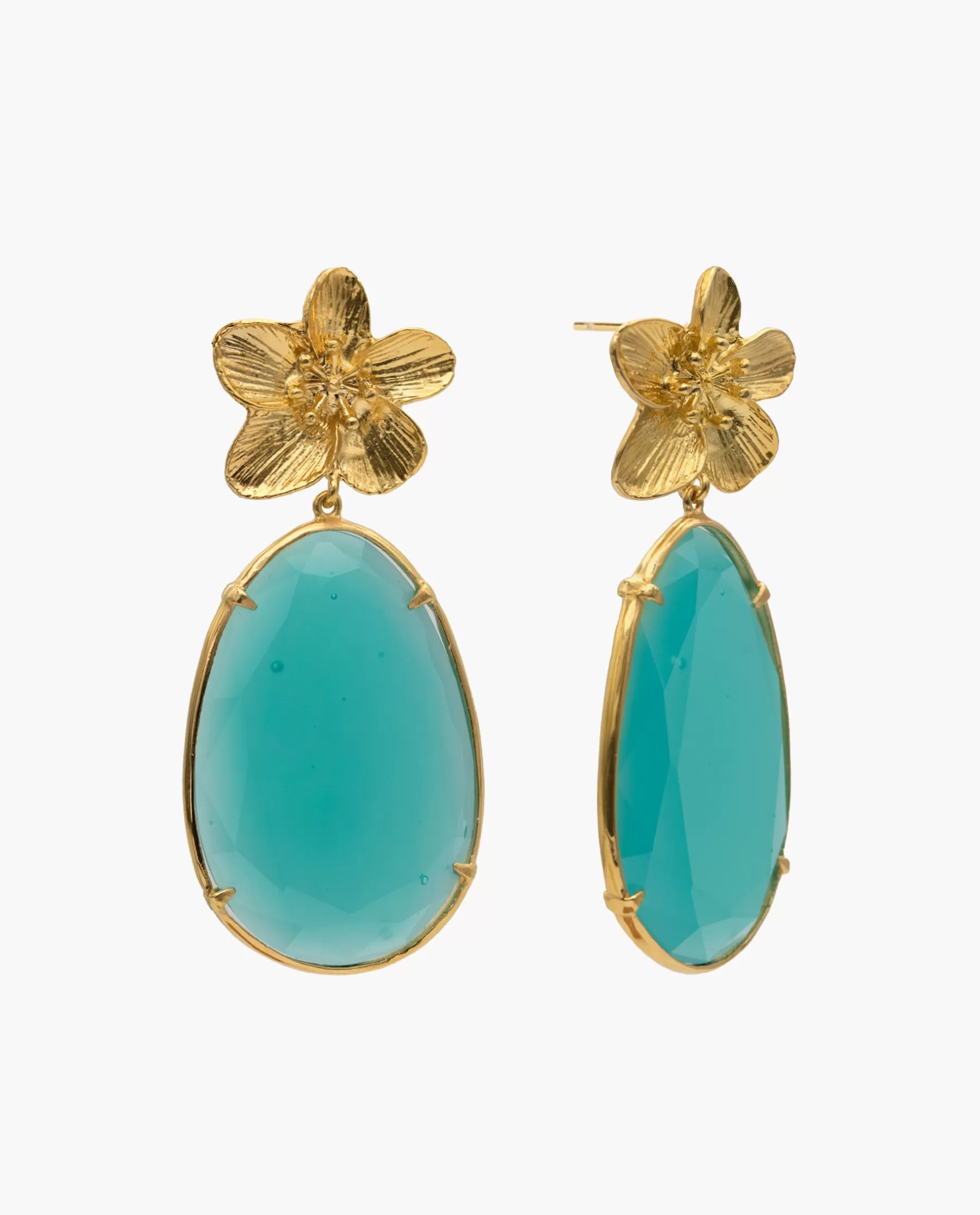 THE-ARE PENDIENTES DAISY DROP BLUE · BAÑO ORO* Pendientes